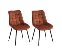 Lot de 2 chaises matelassées - Velours et métal noir - Terracotta - OLLUA