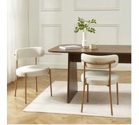 Lot de 2 chaises NOA tissu beige pieds métal finition bois