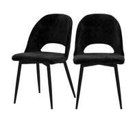 Lot de 2 chaises noires en velours et pieds en métal - Pénélope - Maison Pavane