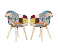 Lot de 2 Chaises Patchwork avec Accoudoirs