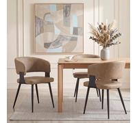 Lot de 2 Chaises PAVIA en Simili Cuir Coloris Cappuccino, Chaise de Salle à Manger et Cuisine au Look Moderne, Dossier Enveloppant, Pieds en Métal, Parfait pour Compléter une Table Contemporaine