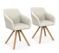 Lot de 2 chaises pivotantes de salle à manger, fauteuils de table JANY en velours côtelé beige