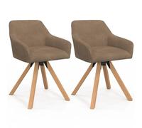 IDMarket – Chaises pivotantes Jany – Velours côtelé Taupe – Lot de 2 – Salle à manger