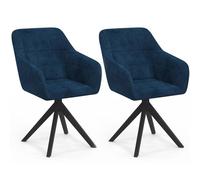 IDMarket Chaises de salle à manger MADY pivotantes en velours – Lot de 2 bleu
