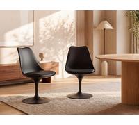 Lot de 2 chaises pivotantes en polypropylène, simili et acier - Noir - XAFY