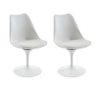 Lot de 2 chaises pivotantes en polypropylène, tissu et acier - Blanc - XAFY
