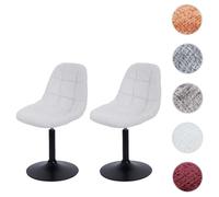 Lot de 2 chaises de salle à manger HWC-A60, chaise de cuisine chaise pivotante, acier MVG tissu/textile chenille (465g/m²) crème