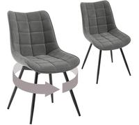Lot de 2 Chaises Pivotantes Salle à Manger, WOLTU Chaises de Cuisine en Velours, Pieds en Métal, Gris Foncé W0ATT1016-2