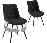 Lot de 2 Chaises Pivotantes Salle à Manger, WOLTU Chaises de Cuisine en Velours, Pieds en Métal, Noir W0ATT1018-2