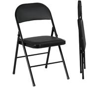Lot de 2 chaises pliantes 45/46/78 cm noires en simili cuir avec assise rembourrée