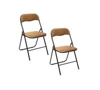 - Lot de 2 chaises pliantes effet velours - Ocre doré