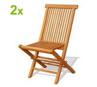 Lot De 2 Chaises Pliantes Jardin Teck Massif Brut Marron