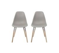 Lot de 2 Chaises Polypropylène Taupe et Bois - FLUK -