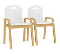 Lot de 2 chaises pour enfants - AIYAPLAY - réglables en hauteur - accoudoirs - bois massif - 39x34x61,5cm - blanc