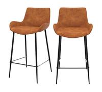 Lot de 2 chaises pour îlot central 65 cm en cuir synthétique camel - Pirata - Maison Pavane