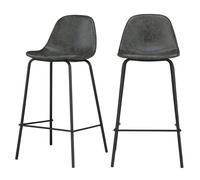 Lot de 2 chaises pour îlot central 65 cm en cuir synthétique gris - Henrik - Maison Pavane