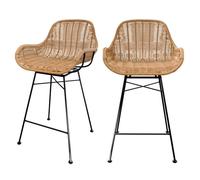 Lot de 2 chaises pour îlot central 65 cm en résine tressée naturelle - Carmela - Maison Pavane