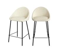 Lot de 2 chaises pour îlot central 65 cm en tissu bouclette blanc - Misty - Maison Pavane