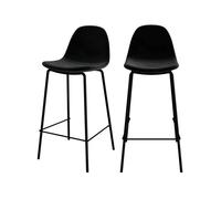 Lot de 2 chaises pour îlot central 65 cm en velours noir - Henrik - Maison Pavane