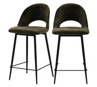Lot de 2 chaises pour îlot central 65 cm en velours vert - Pénélope - Maison Pavane