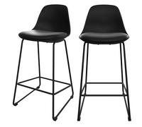 Lot de 2 chaises pour îlot central 65 cm noires - Leni - Maison Pavane