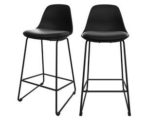 Lot de 2 chaises pour îlot central 65 cm noires - Leni - Maison Pavane