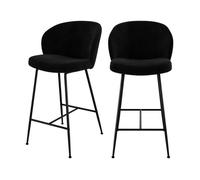 Lot de 2 chaises pour îlot central 66,3 cm en tissu bouclé noir - Groom - Maison Pavane
