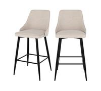 Lot de 2 chaises pour îlot central 66,5 cm en tissu beige - Pipo - Maison Pavane