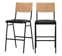 Lot de 2 chaises pour îlot central 66 cm en bois clair et noir - Clem - Maison Pavane