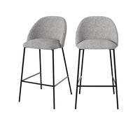 Lot de 2 chaises pour îlot central 66 cm en tissu chiné gris clair - Karl - Maison Pavane