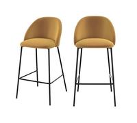 Lot de 2 chaises pour îlot central 66 cm en velours jaune moutarde - Karl - Maison Pavane