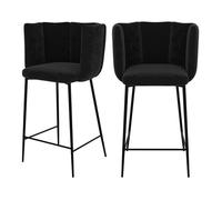 Lot de 2 chaises pour îlot central 67 cm en velours noir - Rosy - Maison Pavane