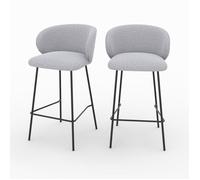 Lot de 2 chaises pour îlot central en tissu gris clair 67 cm - Victoria - Maison Pavane
