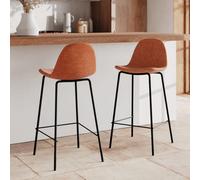 Lot de 2 chaises pour îlot central en tissu terracotta 65,5 cm - henrik