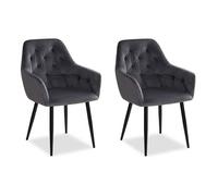 Homestyle4U Chaises de salle à manger - Gris - Lot de 2