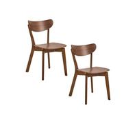 - Lot de 2 chaises rétro en bois effet noyer SUZANNE - Marron - Suzanne