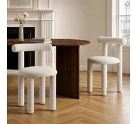 IDMarket – Chaises de salle à manger Rime Bouclette – Lot de 2, tissu bouclette crème