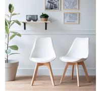 Lot de 2 chaises scandinaves nora blanches avec coussin