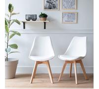 Happy Garden Chaises Nora – Lot de 2 scandinaves blanches avec coussin