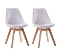 Happy Garden Chaises Nora – Lot de 2 scandinaves blanches avec coussin