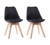 Happy Garden Lot de 2 chaises de Salle à Manger Style scandinaves Nora Noires avec Coussin, chaises de Cuisine, chaises rembourrées, Pieds en Bois de hêtre Massif