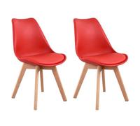 Happy Garden Chaises Nora – Scandinaves rouges avec coussin – Lot de 2