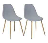 Lot de 2 chaises style scandinave ""Ava"" pieds métal imitation chêne Atmosphera - Gris - Gris -