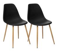 Lot de 2 chaises style scandinave ""Ava"" pieds métal imitation chêne Atmosphera - Noir - Noir -