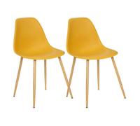 Lot de 2 chaises style scandinave ""Ava"" pieds métal imitation chêne Atmosphera - Ocre - Ocre -