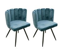 Lot de 2 Chaises Velours "Ariel" 79cm Bleu Canard