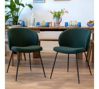 Lot de 2 chaises vertes en tissu bouclette et pieds en métal - groom