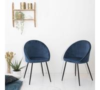 Lot de 2 chaises vintage diane velours bleu