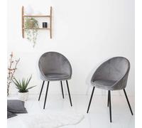 Lot de 2 chaises vintage diane velours gris