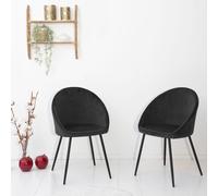Happy Garden Lot de 2 chaises Vintage Diane – velours noir, pieds métal